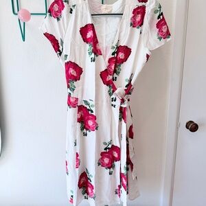 Sezane Anastasia Floral Wrap Silk Dress 40